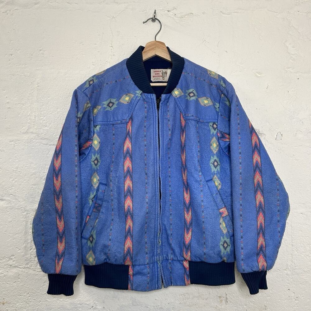 Vintage Saddle King Thermal Aztec Southwest Jacket “Blue”